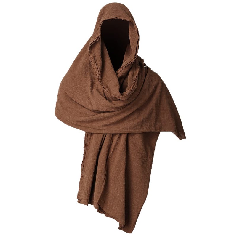 GRACEART Post Apocalyptic Shawl Hood Scarf Shaman Cowl Medieval Costume Sash Brown - Image 1